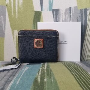 COPY - Dooney & Bourke Pebble Grain Small Zip Around Wallet In Midnight Blue